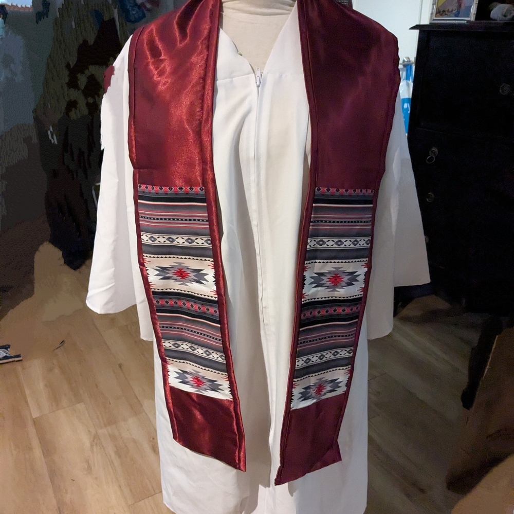 Elegant Maroon and Patterned Graduation Stole